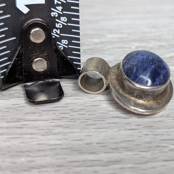 Vintage Elegant Sterling 925 Silver Pendant with Rich Blue Sodalite Stone 1" - Picture 6 of 6
